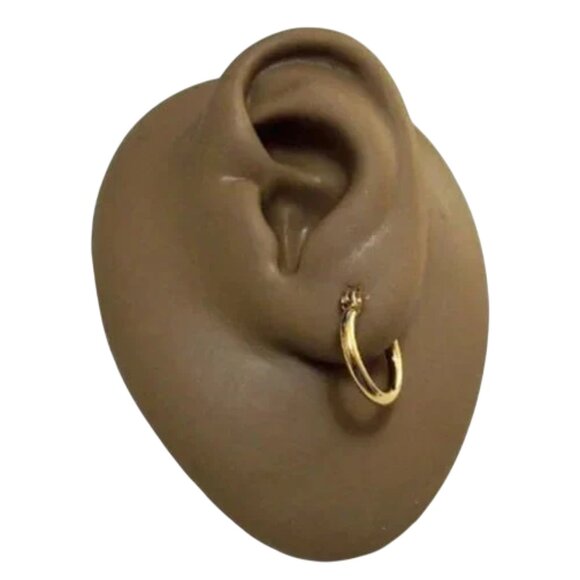 5/8 Inch 14mm Small Hoop Pierced Post Earrings Gold Tone - Picture 5 of 7